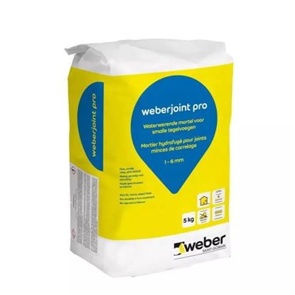 Afbeeldingen van Weber joint pro cementgrijs 5kg binnen - vloer/wand - smalle tegelvoegen