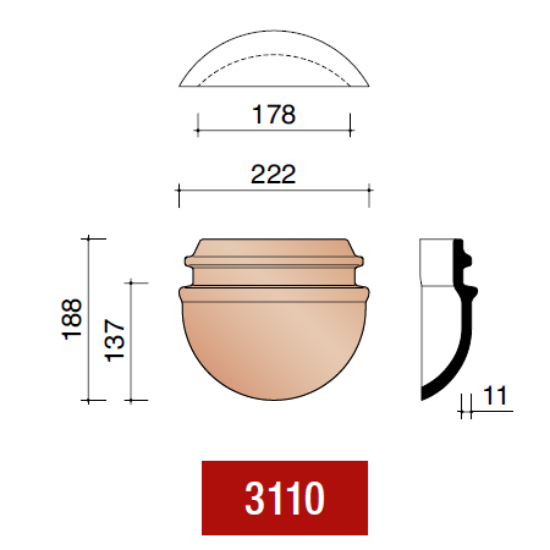 Picture of Koramic stormpan 44/993 Halve Beginnoordboom Zwart Geglazuurd