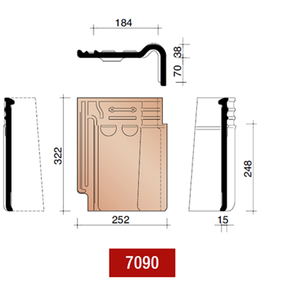 Image de Koramic stormpan 993 gevelpan rechts leikleur