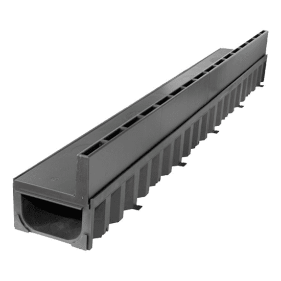 Picture of Aco Hexa Slotline gutter 1000 mm black incl 2 attachments