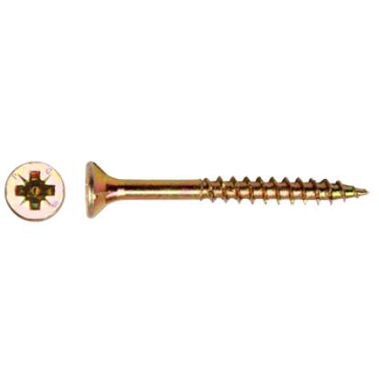 Picture of Screw univ. cross - 5.00 x 60 yellow galvanized 500pcs