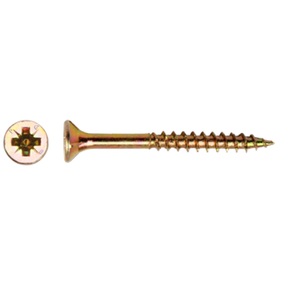Picture of Screw univ. cross - 5.00 x 60 yellow galvanized 500pcs