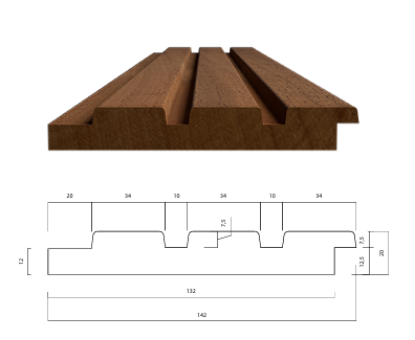 Afbeeldingen van Thermowood Triple Ayous 3650x142x20 (nuttig 132mm)